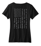 Pledge Allegiance Flag Ladies V-Neck Short Sleeve Shirt