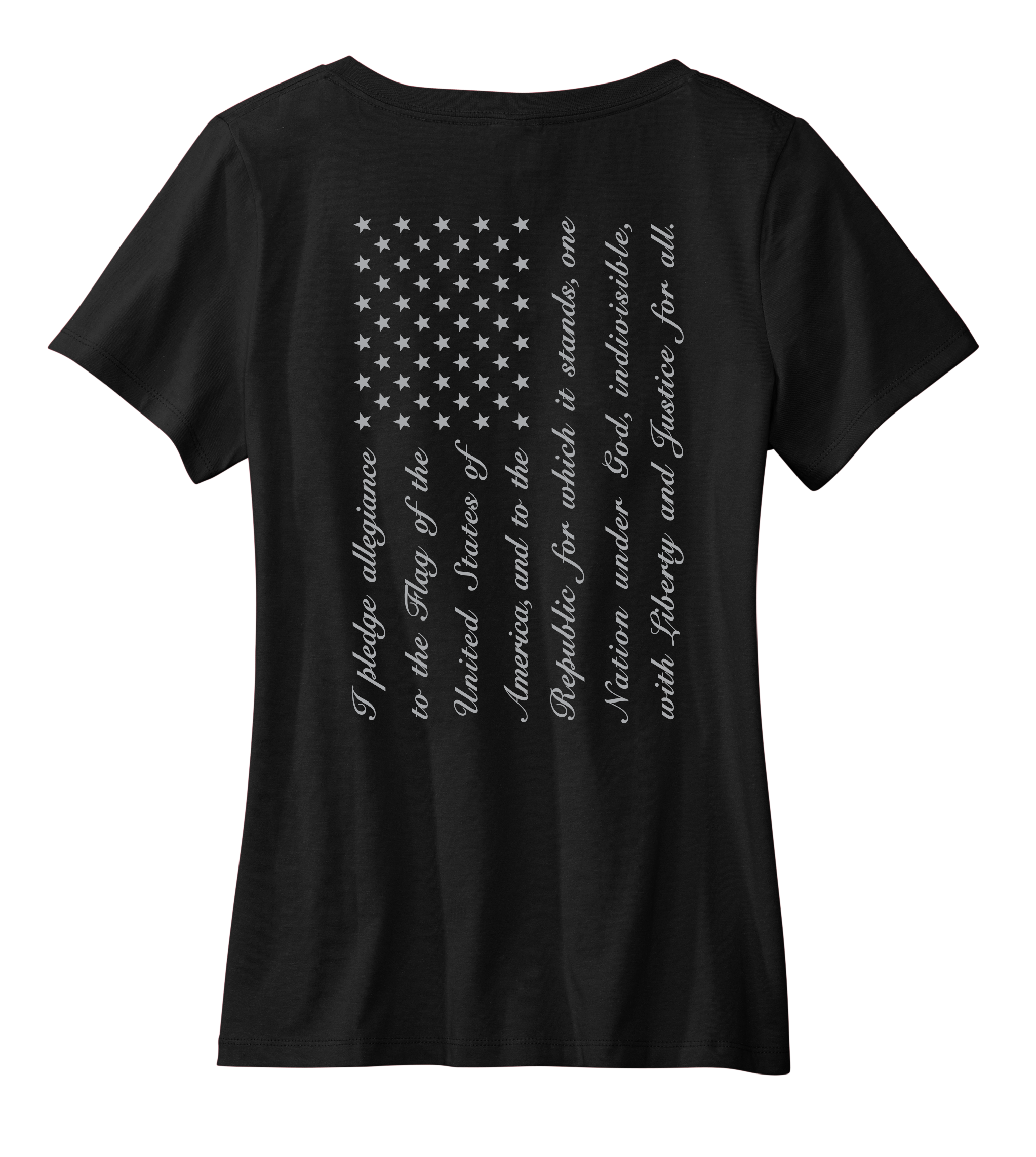 Pledge Allegiance Flag Ladies V-Neck Short Sleeve Shirt