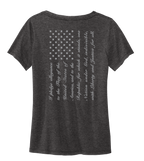 Pledge Allegiance Flag Ladies V-Neck Short Sleeve Shirt