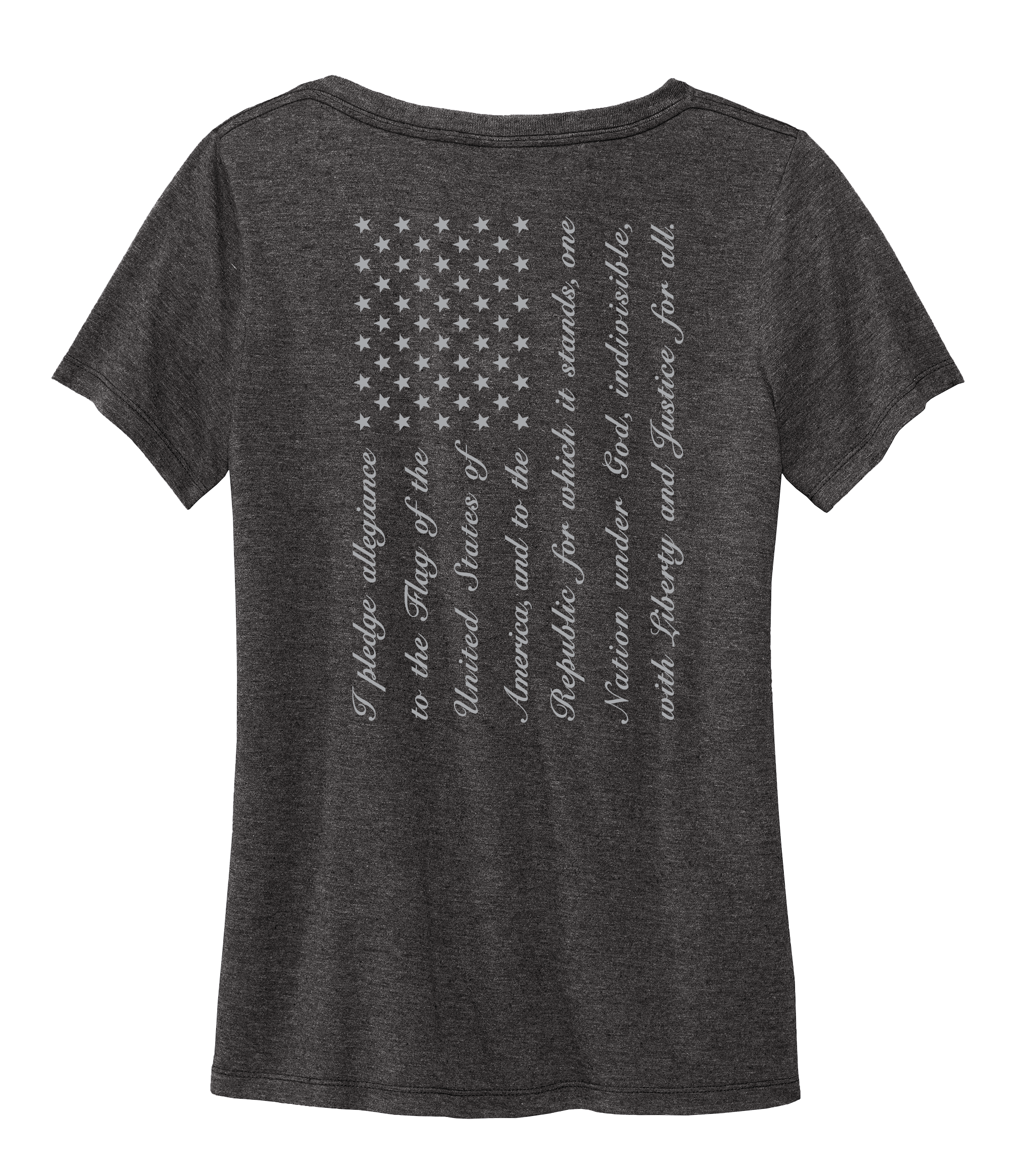 Pledge Allegiance Flag Ladies V-Neck Short Sleeve Shirt