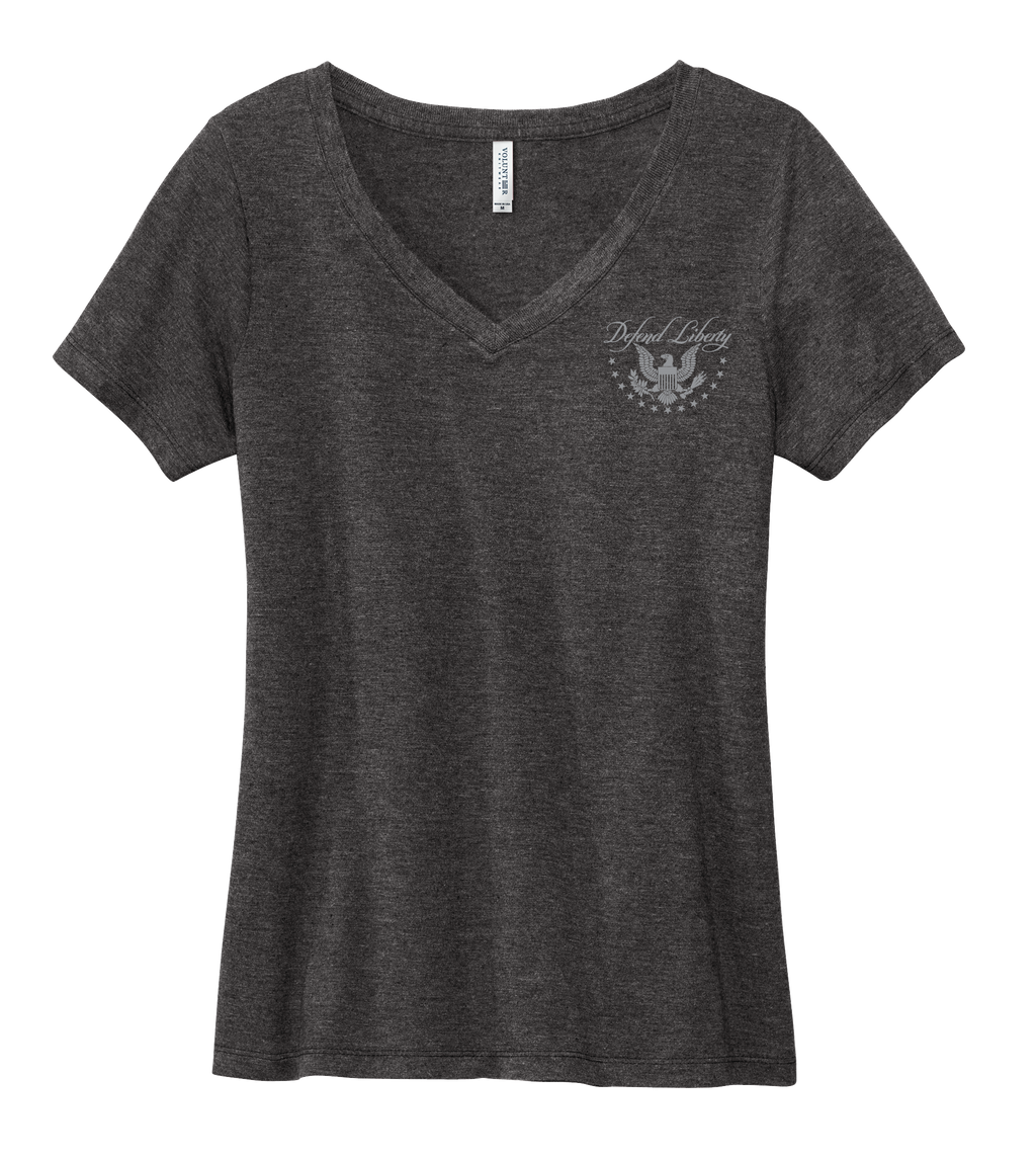 Pledge Allegiance Flag Ladies V-Neck Short Sleeve Shirt