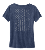 Pledge Allegiance Flag Ladies V-Neck Short Sleeve Shirt