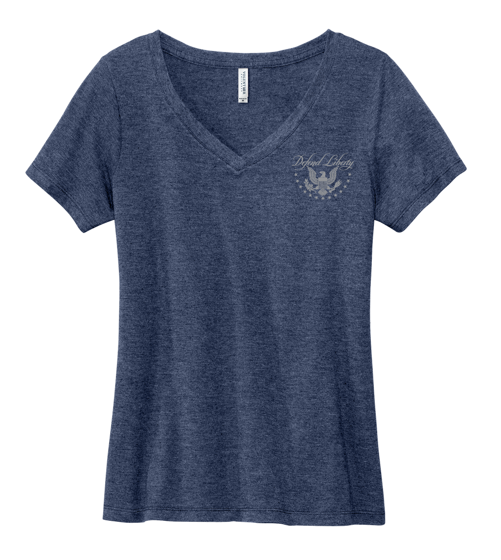 Pledge Allegiance Flag Ladies V-Neck Short Sleeve Shirt